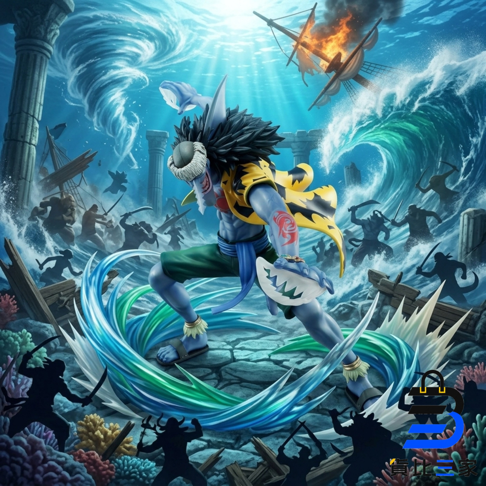 日版 紅證 金證 航海王 海賊王 魚人帝國 魚人海賊團 惡龍 POP P.O.P DX  模型 公仔 斬鯊刀 鋸刀 鯊魚-細節圖2