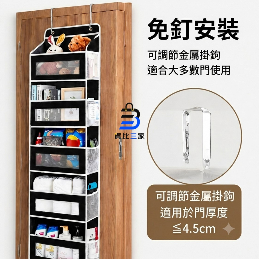 門後六格收納籃 嬰兒用品 尿布收納 玩具收納袋 濕紙巾掛包 奶瓶儲物 育兒童房 包包收納 掛牆尿片 雜物整理袋 實用置物-細節圖6