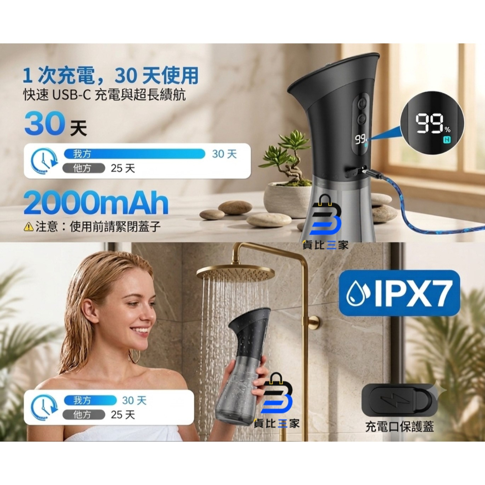 電動耳朵清潔機 智能沖耳機 洗耳機 潔耳器 掏耳神器 采耳 雙水箱防感染 廢水分離 IPX7防水 柔軟矽膠噴頭 居家護-細節圖10