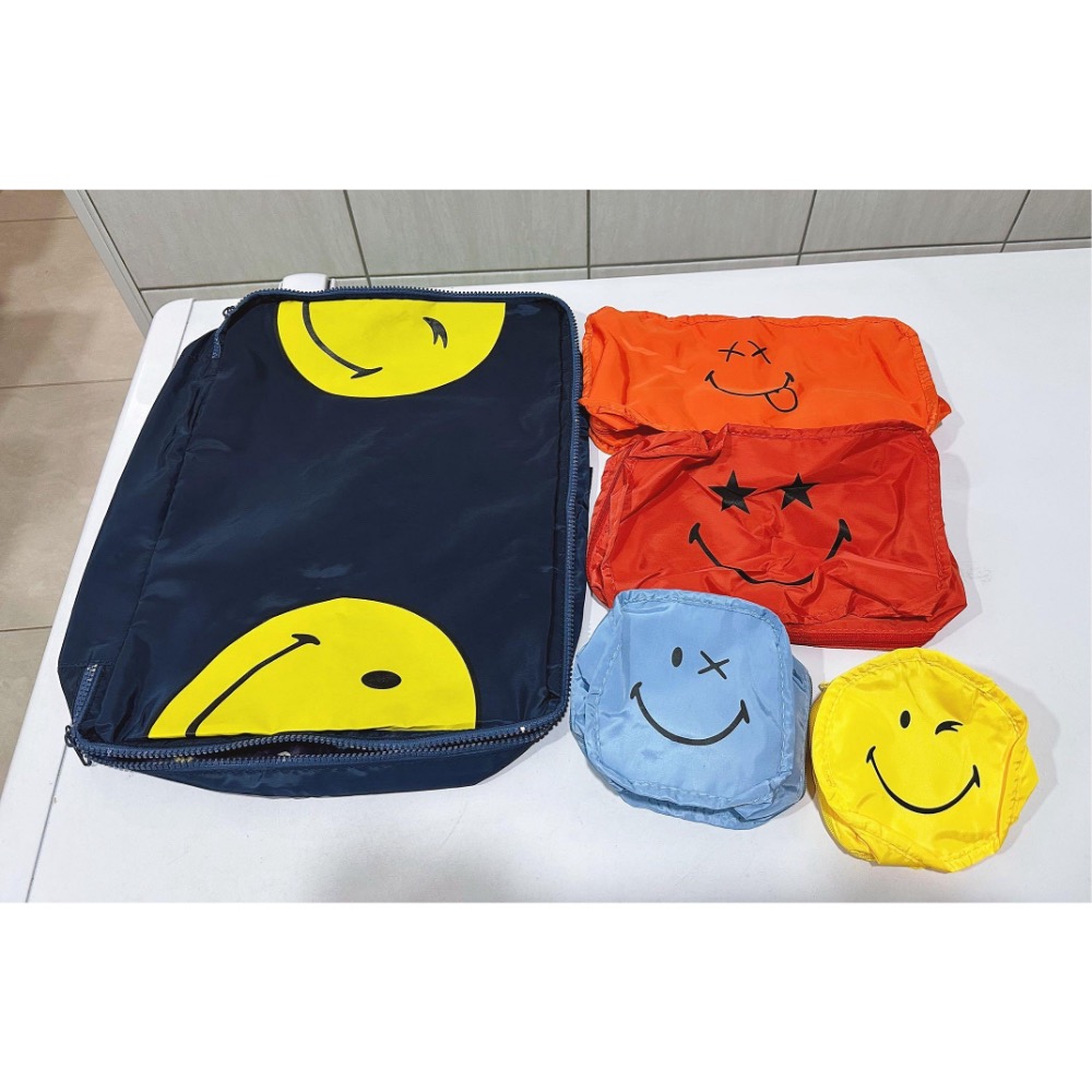 萌趣笑臉旅行收納袋 5件套旅行箱衣服鞋包內衣分類整理包-細節圖2