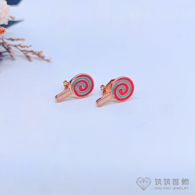 ❤️筑筑首飾❤️紅色棒棒糖造型不可調式耳夾耳環