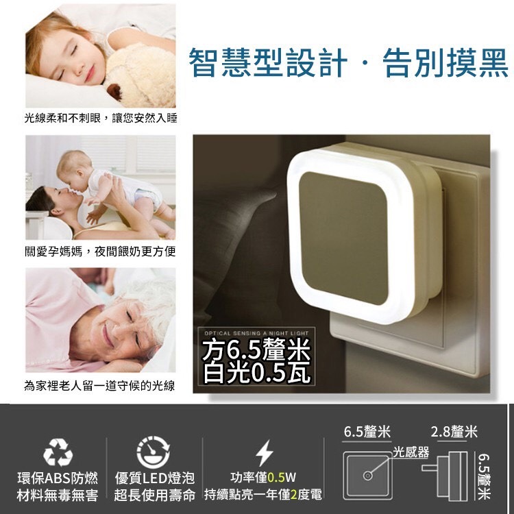 ❤️筑筑生活館❤️LED光控小夜燈 省電節能感應光控燈 感應燈 方形光控小夜燈 創意節能小夜燈 自動光控小夜燈 感應燈-細節圖3