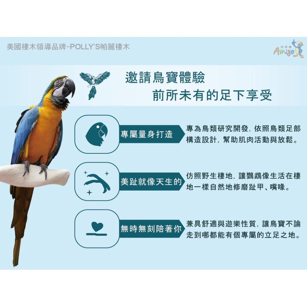 <北站鳥園>（顏色隨機出貨）阿迷購Amigo / 美國帕麗 / 漫步沙灘棲木 / 磨趾棍、站棍、棲木 / 寵物鳥、鸚鵡用-細節圖6