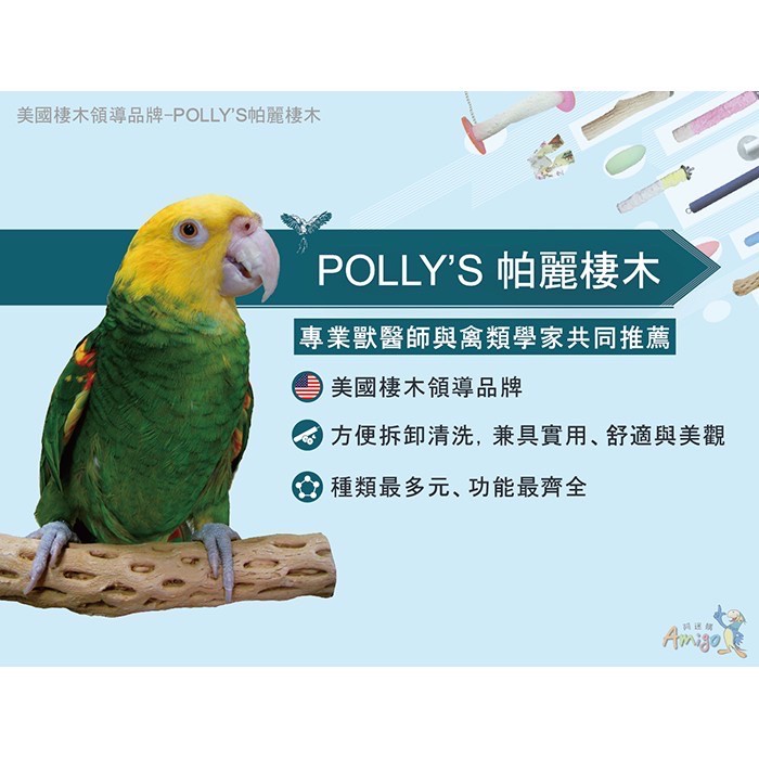 <北站鳥園>（顏色隨機出貨）Amigo阿迷購 / 美國帕麗Polly＇s / 南島風情磨趾棲木 / 寵物鳥、鸚鵡用-細節圖4