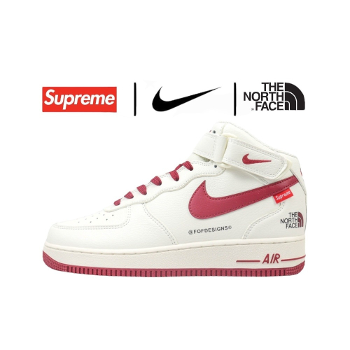 👟Nike AF1 Mid X The North Face X Supreme 空軍1號三方聯名款中筒米