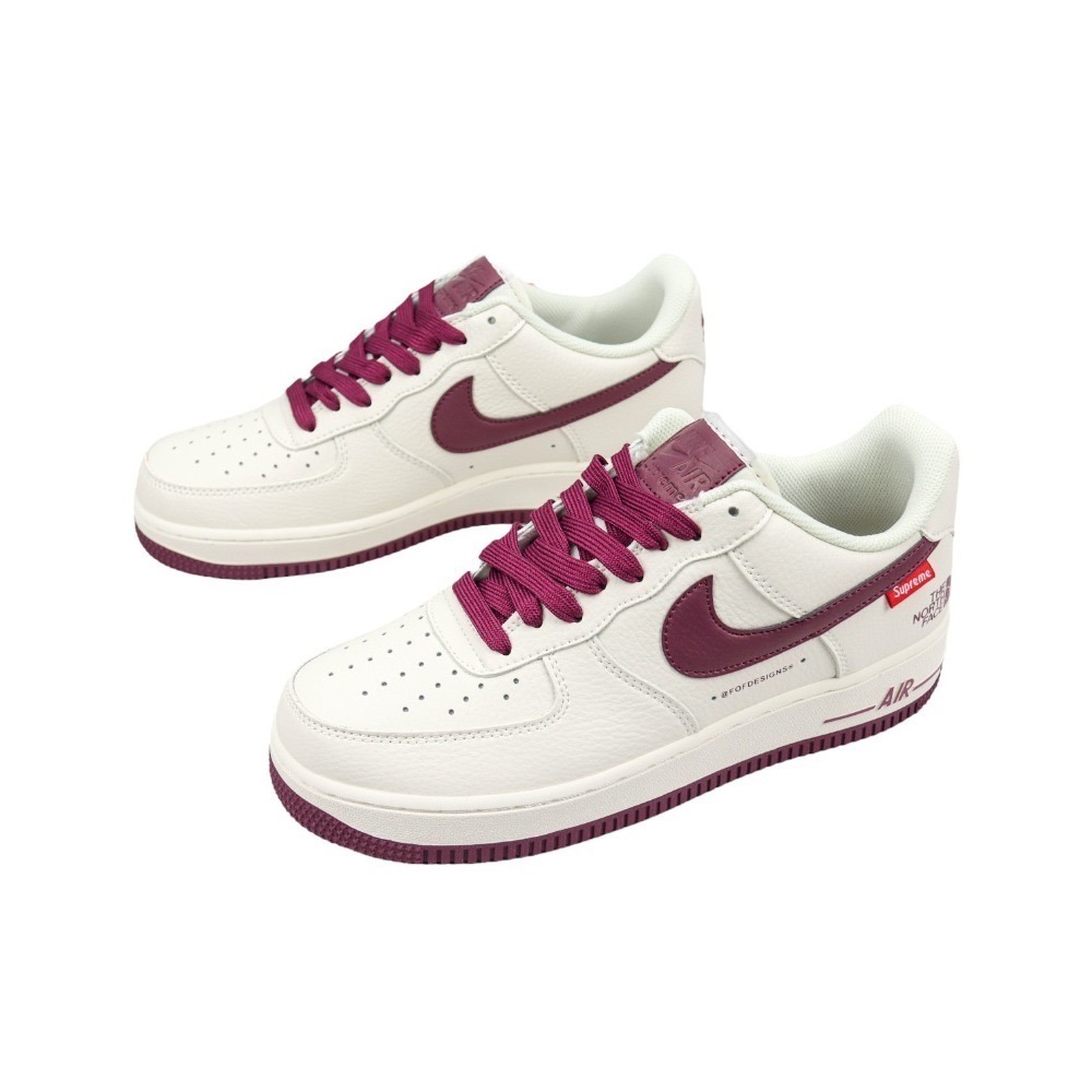 👟Nike AF1 X The North Face X Supreme 空軍1號三方聯名款 米白紅勾 男女-細節圖3