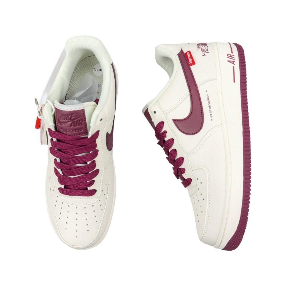 👟Nike AF1 X The North Face X Supreme 空軍1號三方聯名款 米白紅勾 男女-細節圖9