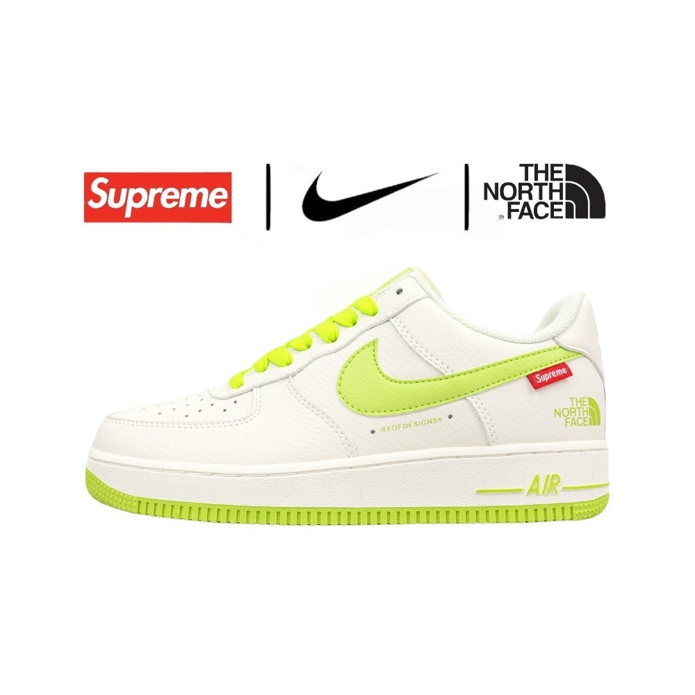 👟Nike AF1 X The North Face X Supreme 空軍1號三方聯名款米白螢光綠