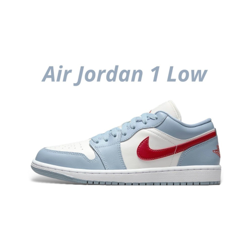 👟Air Jordan 1 Low 帆船白/藍灰色/藍白紅/沙丘紅/紅勾DC0774-164 女款鞋