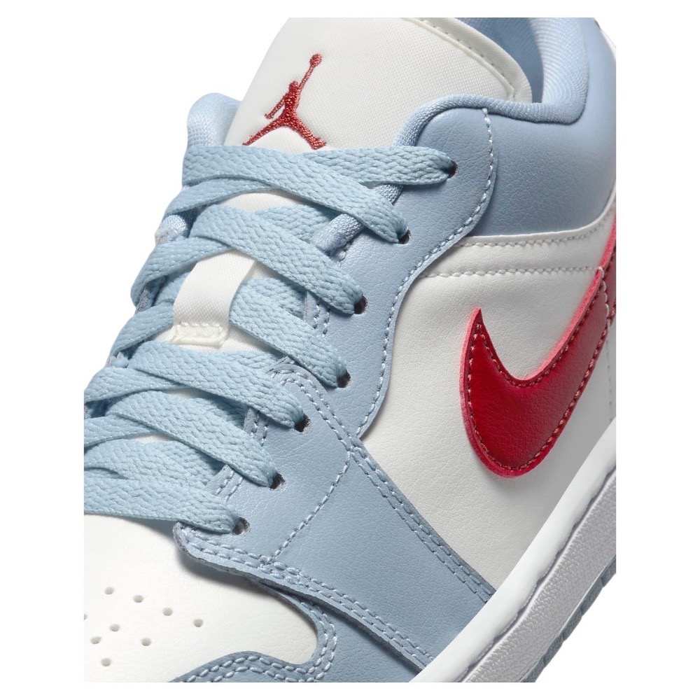 👟Air Jordan 1 Low 帆船白/藍灰色/藍白紅/沙丘紅/紅勾DC0774-164 女款鞋-細節圖10