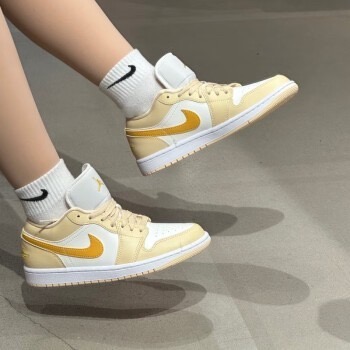 👟Air Jordan 1 Low 帆船白/淡香草色/黃白色/芒果色/淺橘色DC0774-170 女款鞋-細節圖2