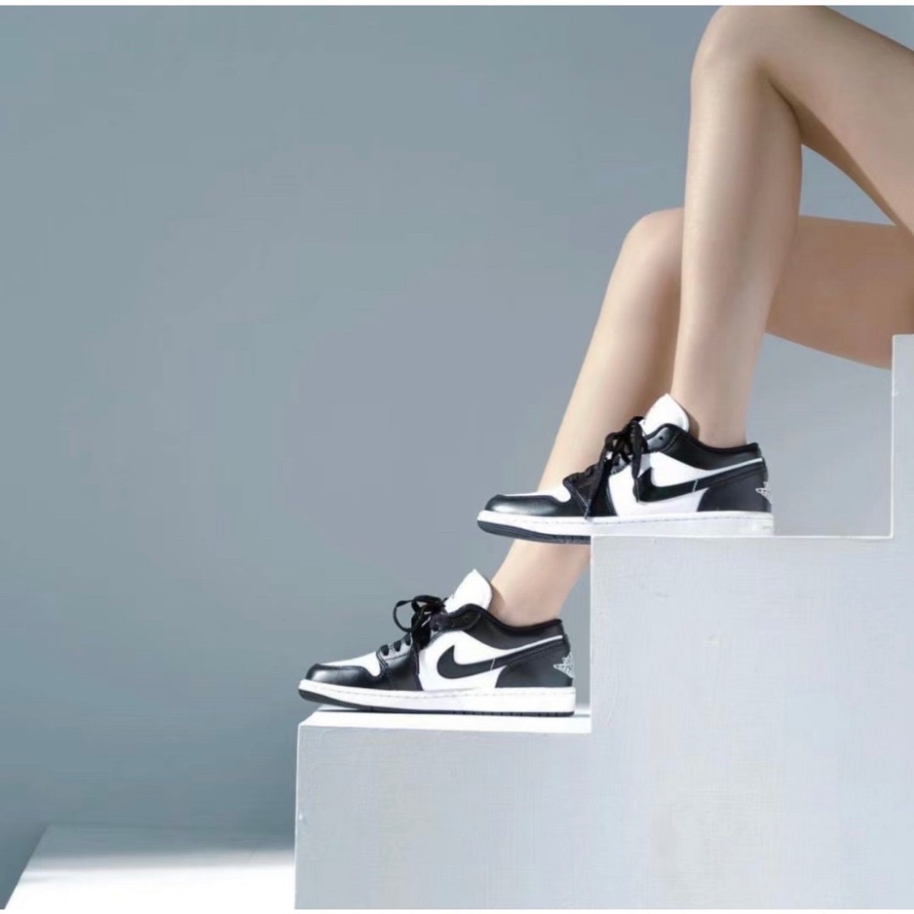 👟Air Jordan 1 Low 白黑色/黑白熊貓/黑邊白底DC0774-101 女款鞋-細節圖4