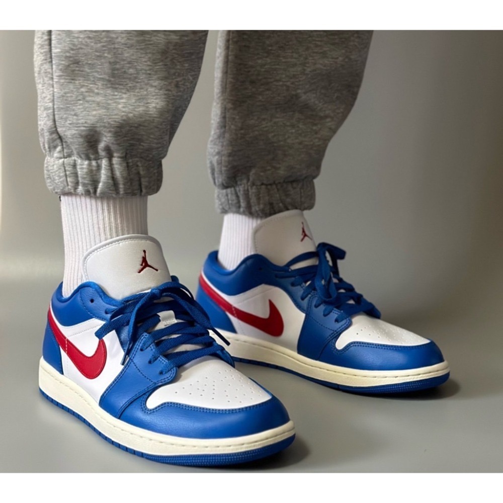 👟Air Jordan 1 Low 大學藍/帆船白/藍紅白/藍邊白底/紅勾 DC0774-416-細節圖2