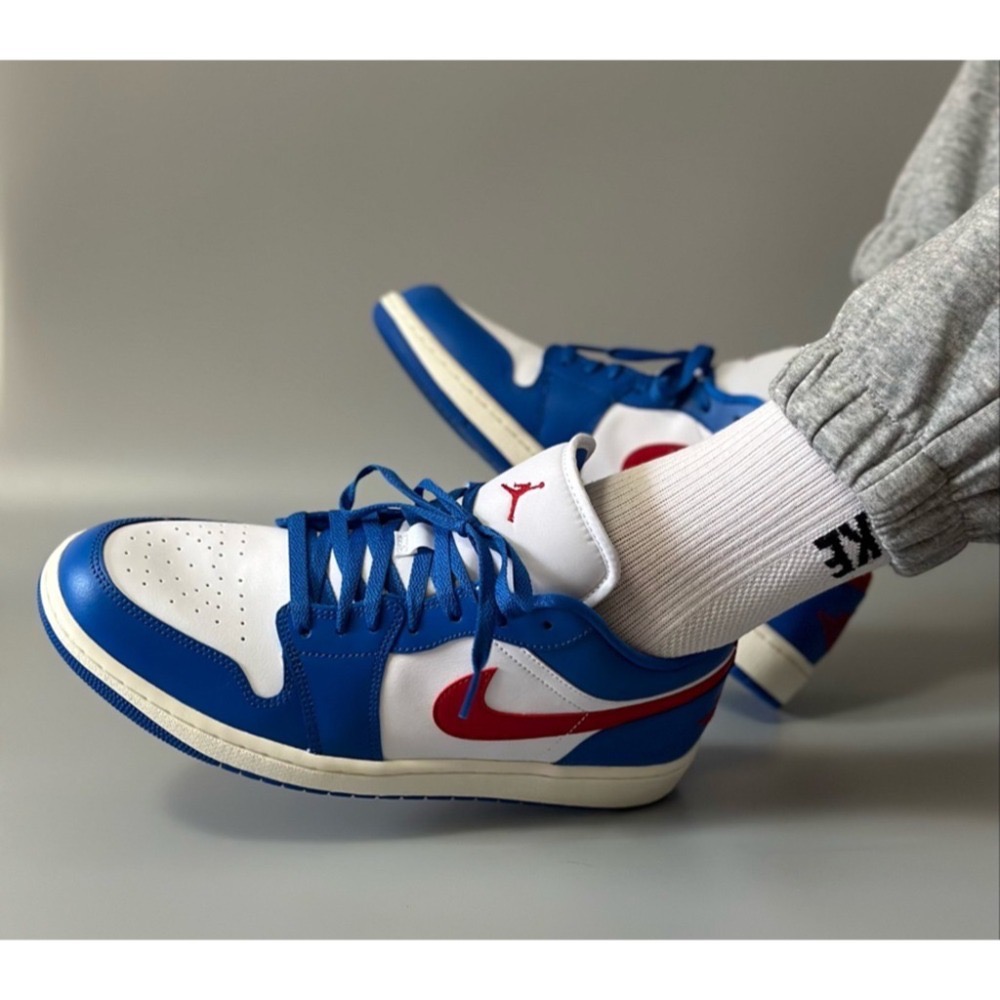 👟Air Jordan 1 Low 大學藍/帆船白/藍紅白/藍邊白底/紅勾 DC0774-416-細節圖3