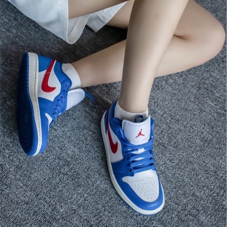 👟Air Jordan 1 Low 大學藍/帆船白/藍紅白/藍邊白底/紅勾 DC0774-416-細節圖4
