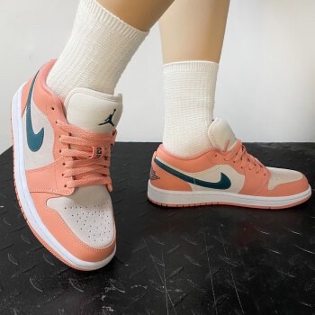 👟Air Jordan 1 Low 淺橘色/淺膚色/丈青綠/橘邊白底DC0774-800女鞋款-細節圖3