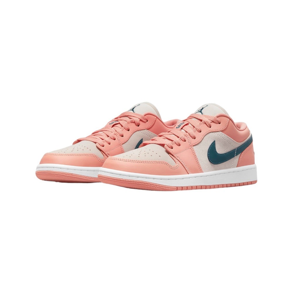 👟Air Jordan 1 Low 淺橘色/淺膚色/丈青綠/橘邊白底DC0774-800女鞋款-細節圖5