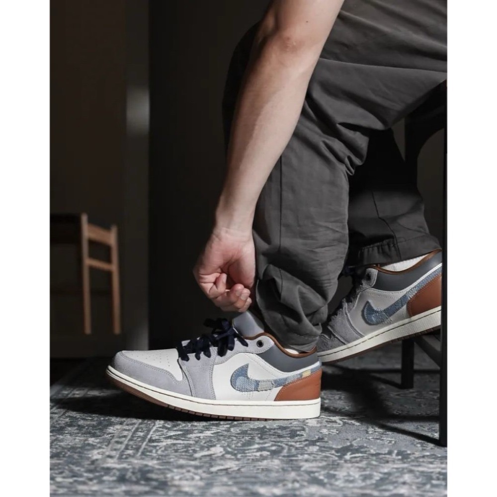 👟Air Jordan 1 Low SE 椰奶/琥珀棕色/星光藍/灰棕邊白底/灰棕白FZ5042-041-細節圖2