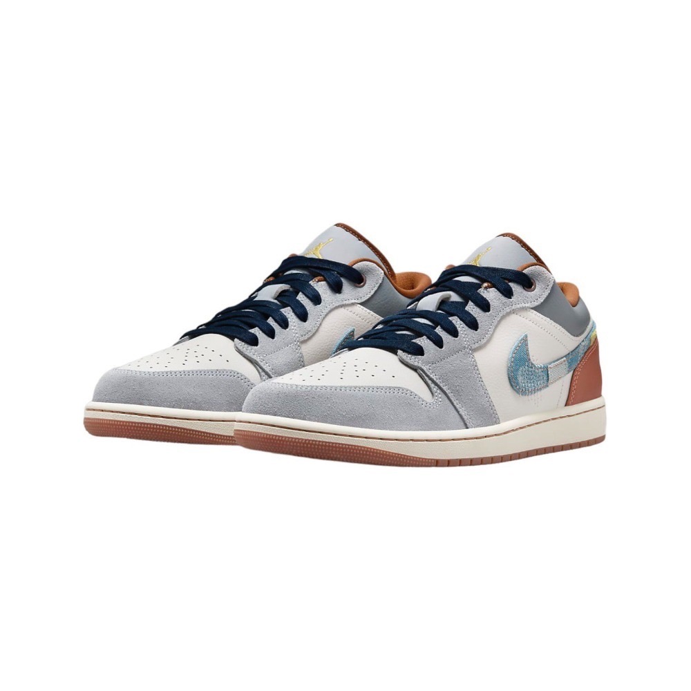 👟Air Jordan 1 Low SE 椰奶/琥珀棕色/星光藍/灰棕邊白底/灰棕白FZ5042-041-細節圖5