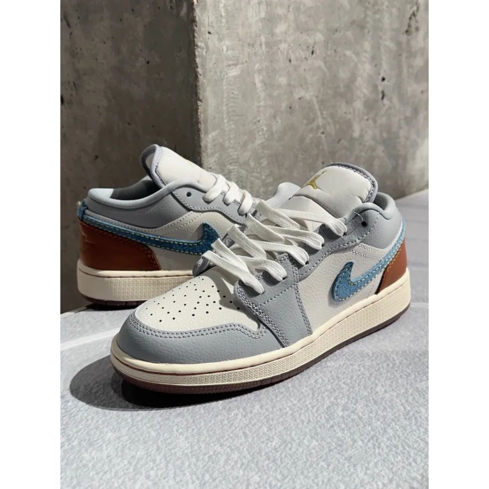 👟Air Jordan 1 Low SE 單寧/幻影/椰奶/琥珀棕色/星光藍 FZ5046-041男款鞋-細節圖2