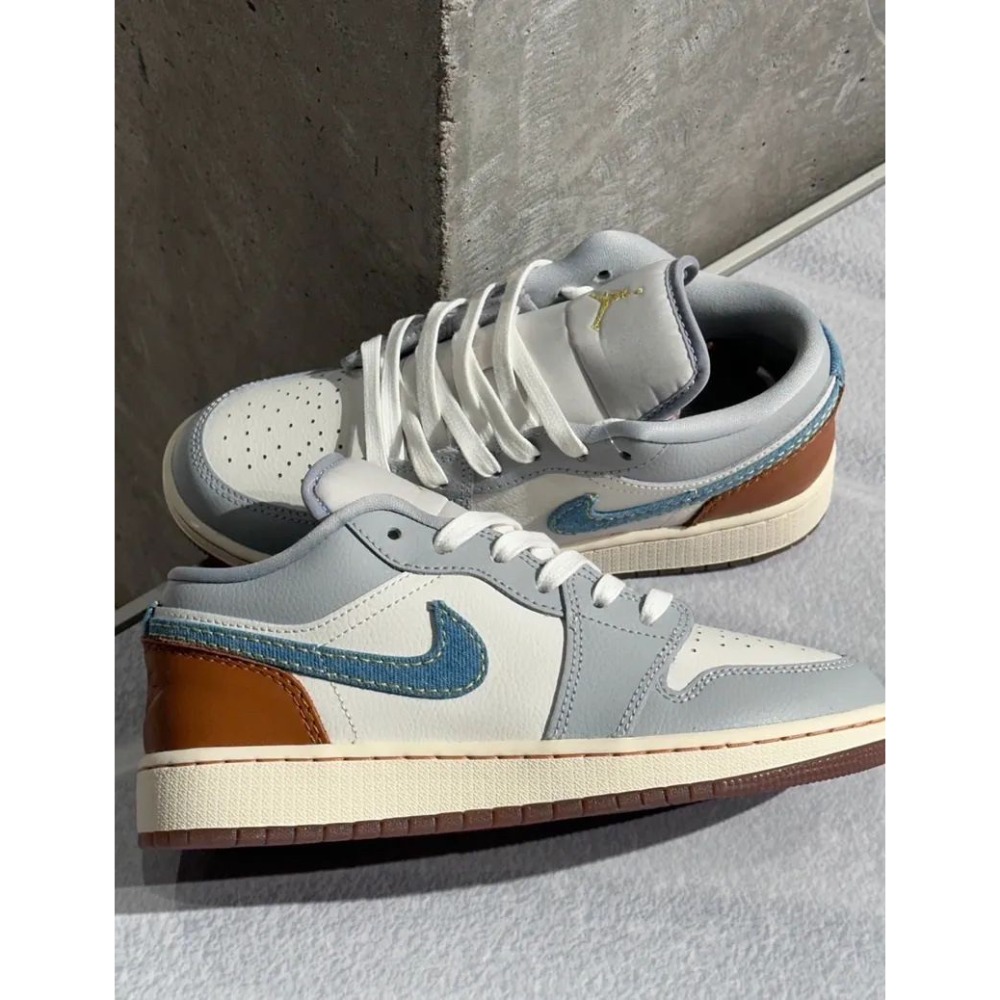 👟Air Jordan 1 Low SE 單寧/幻影/椰奶/琥珀棕色/星光藍 FZ5046-041男款鞋-細節圖3