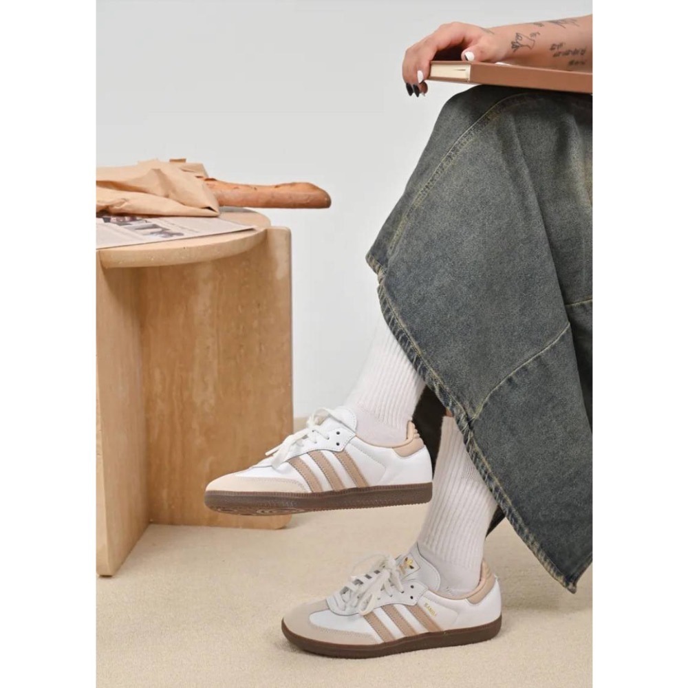 👟adidas Originals SAMBA OG 卡布奇諾/白奶茶/咖啡 /大地色/焦糖底/皮革/麂皮-細節圖3
