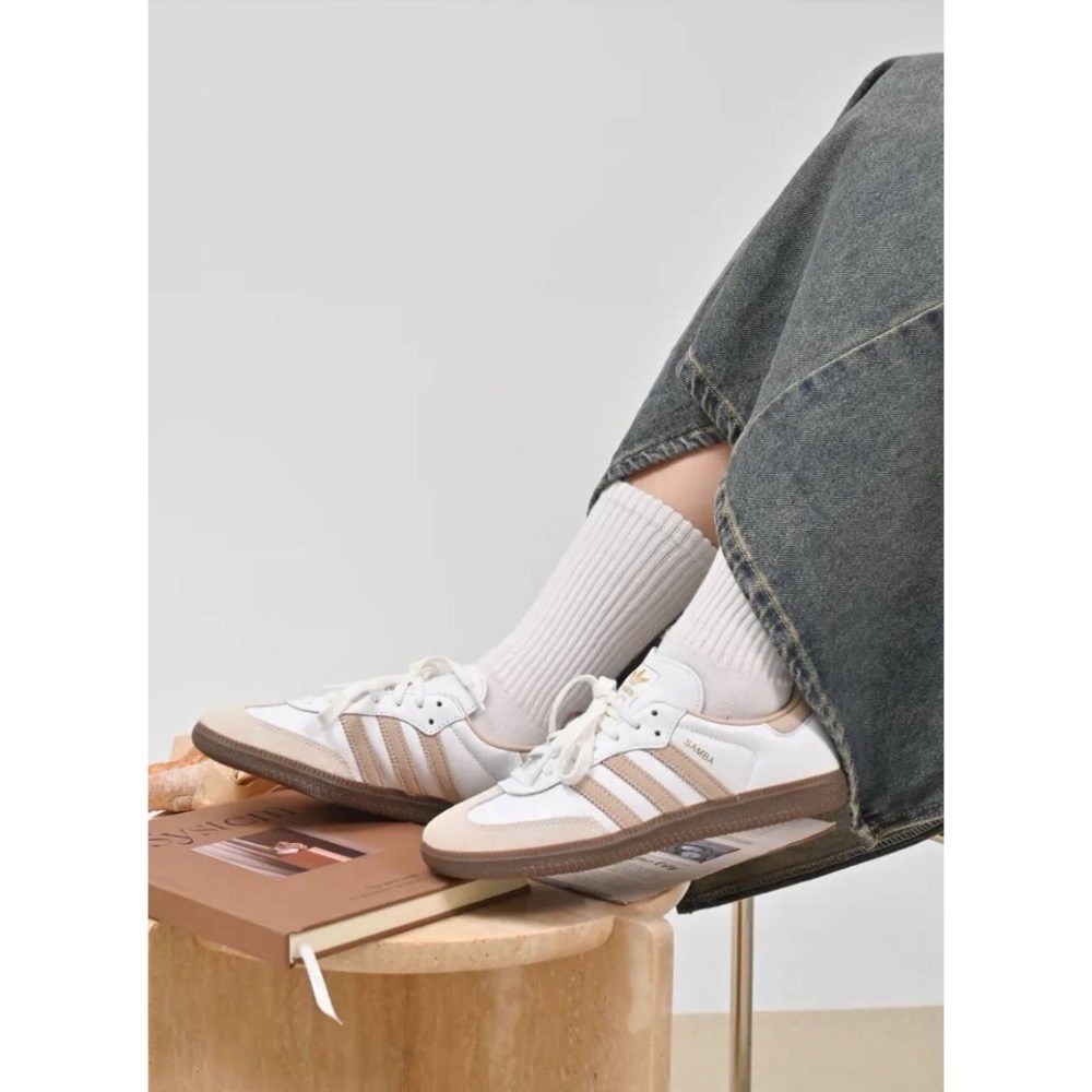 👟adidas Originals SAMBA OG 卡布奇諾/白奶茶/咖啡 /大地色/焦糖底/皮革/麂皮-細節圖4