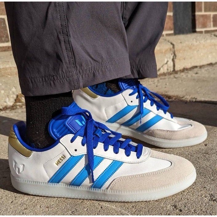 👟adidas SAMBA X MESSI 聯名款 深淺藍白色/寶藍色/淺藍色/白色/白底 ID3550 男女通用款-細節圖3