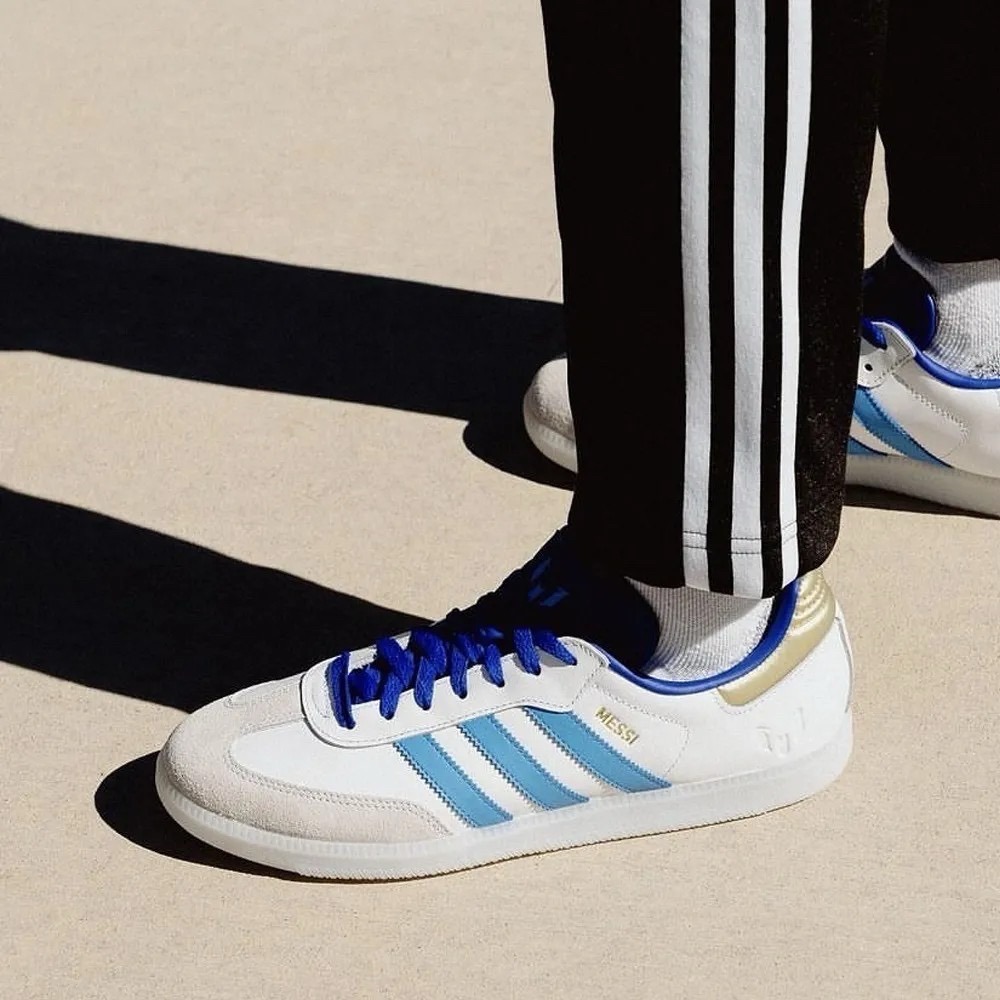 👟adidas SAMBA X MESSI 聯名款 深淺藍白色/寶藍色/淺藍色/白色/白底 ID3550 男女通用款-細節圖4
