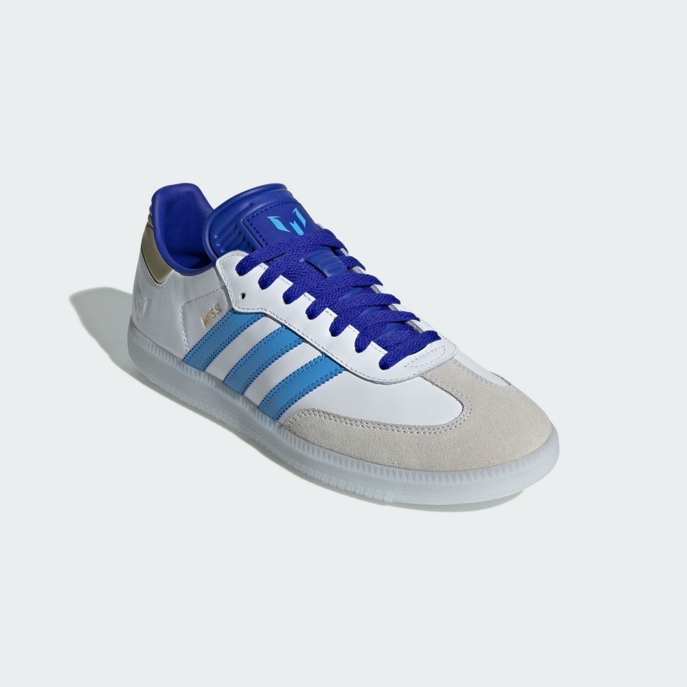 👟adidas SAMBA X MESSI 聯名款 深淺藍白色/寶藍色/淺藍色/白色/白底 ID3550 男女通用款-細節圖5