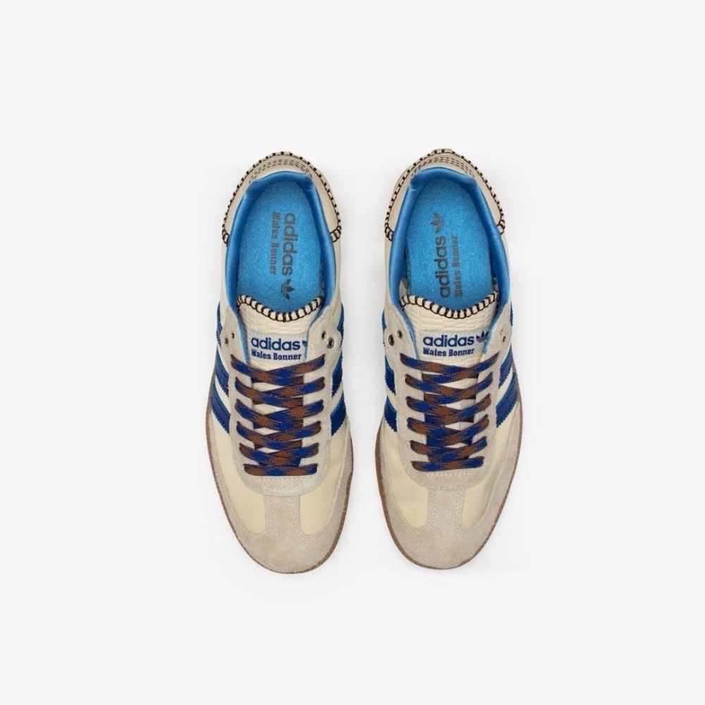 👟Adidas Originals x Wales Bonner Nylon Samba 聯名款 米藍色/焦糖底/皇家-細節圖3