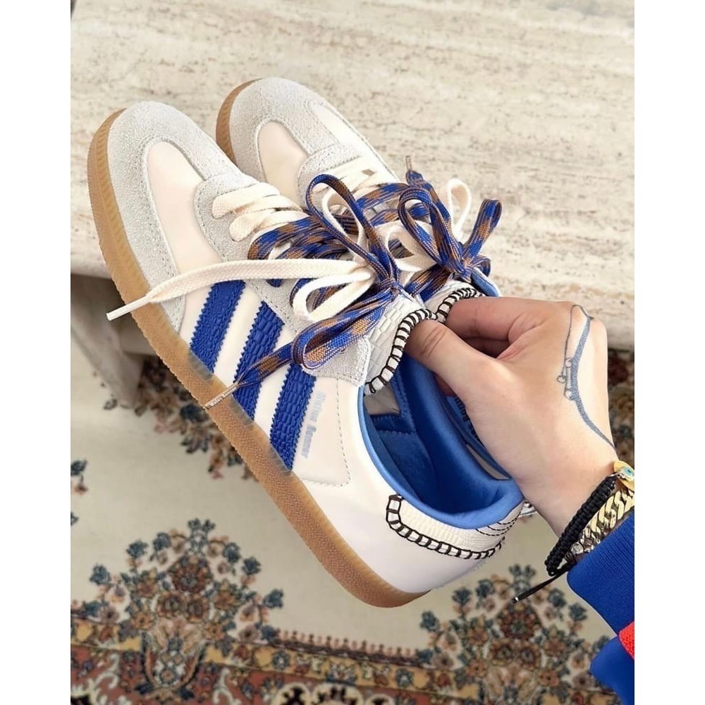 👟Adidas Originals x Wales Bonner Nylon Samba 聯名款 米藍色/焦糖底/皇家-細節圖8