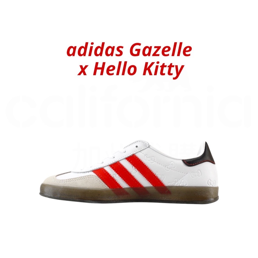 👟adidas Gazelle X Hello Kitty  聯名款休閒鞋 II0013 白紅色｜白色｜紅色｜咖啡底｜-細節圖2