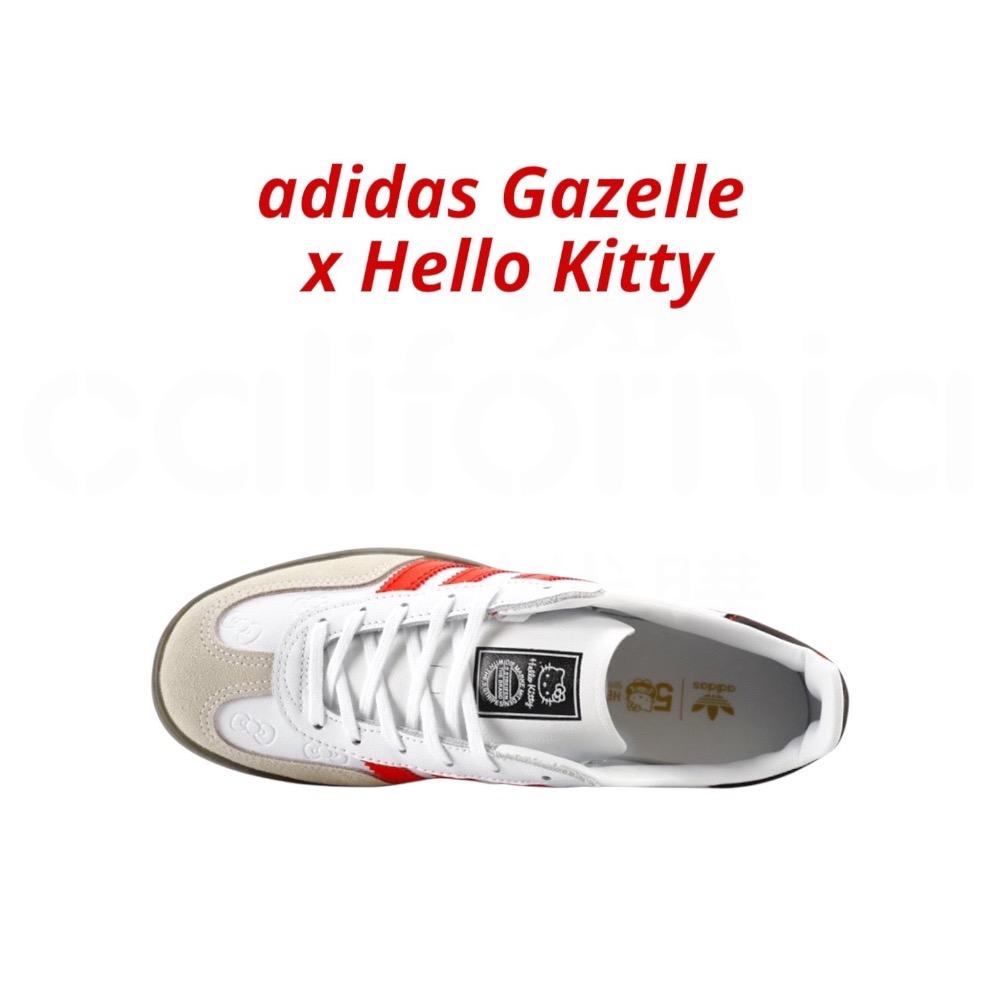 👟adidas Gazelle X Hello Kitty  聯名款休閒鞋 II0013 白紅色｜白色｜紅色｜咖啡底｜-細節圖3