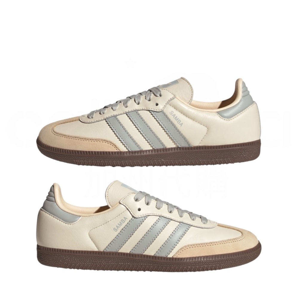 👟adidas SAMBA OG  休閒鞋 JH7299 米灰色｜米色｜灰色｜膚色｜焦糖底｜皮革｜平底鞋｜德訓鞋 男女-細節圖10