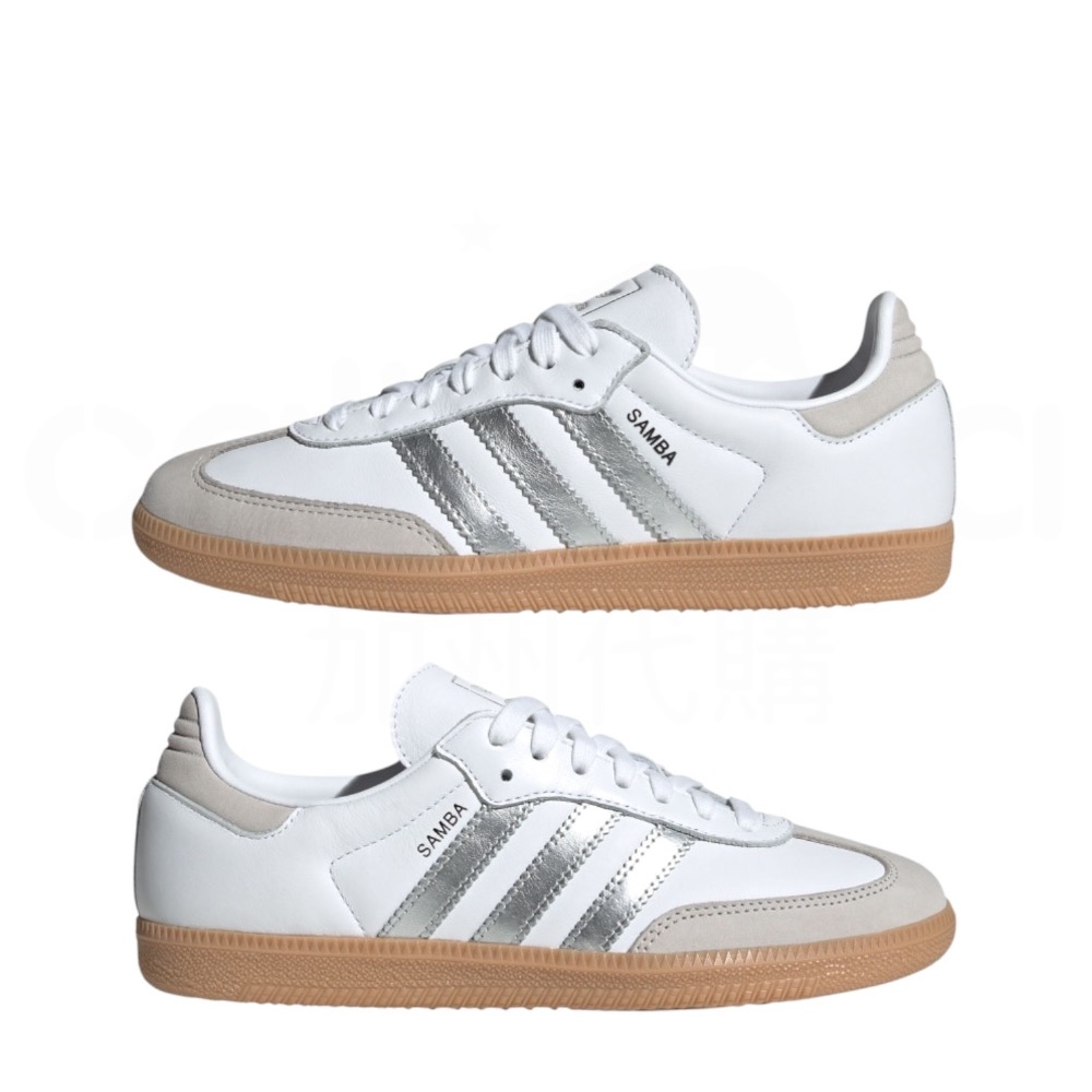 👟adidas SAMBA OG  休閒鞋 JI2725 銀白色｜白色｜銀色｜灰色｜奶茶底｜皮革｜麂皮｜平底鞋｜德訓鞋-細節圖11