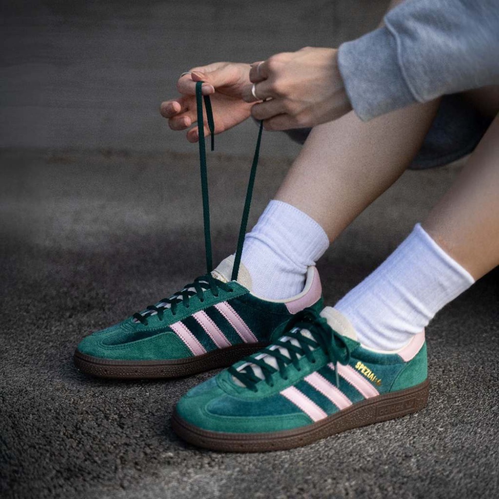 👟adidas HANDBALL SPEZIAL  休閒鞋 JI2648 綠粉色｜草綠色｜粉色｜咖啡底｜皮革｜麂皮｜平-細節圖2
