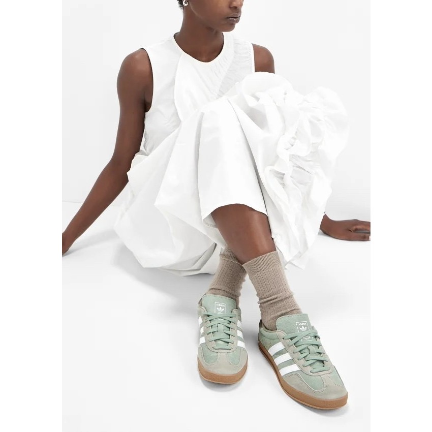 👟adidas GAZELLE INDOOR  休閒鞋 JI3526 灰綠色｜莫蘭迪綠｜灰色｜白色｜焦糖底｜皮革｜麂皮-細節圖2