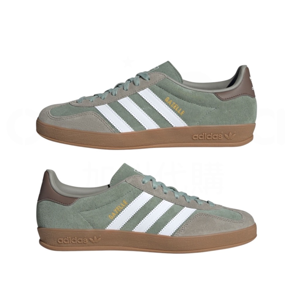 👟adidas GAZELLE INDOOR  休閒鞋 JI3526 灰綠色｜莫蘭迪綠｜灰色｜白色｜焦糖底｜皮革｜麂皮-細節圖8