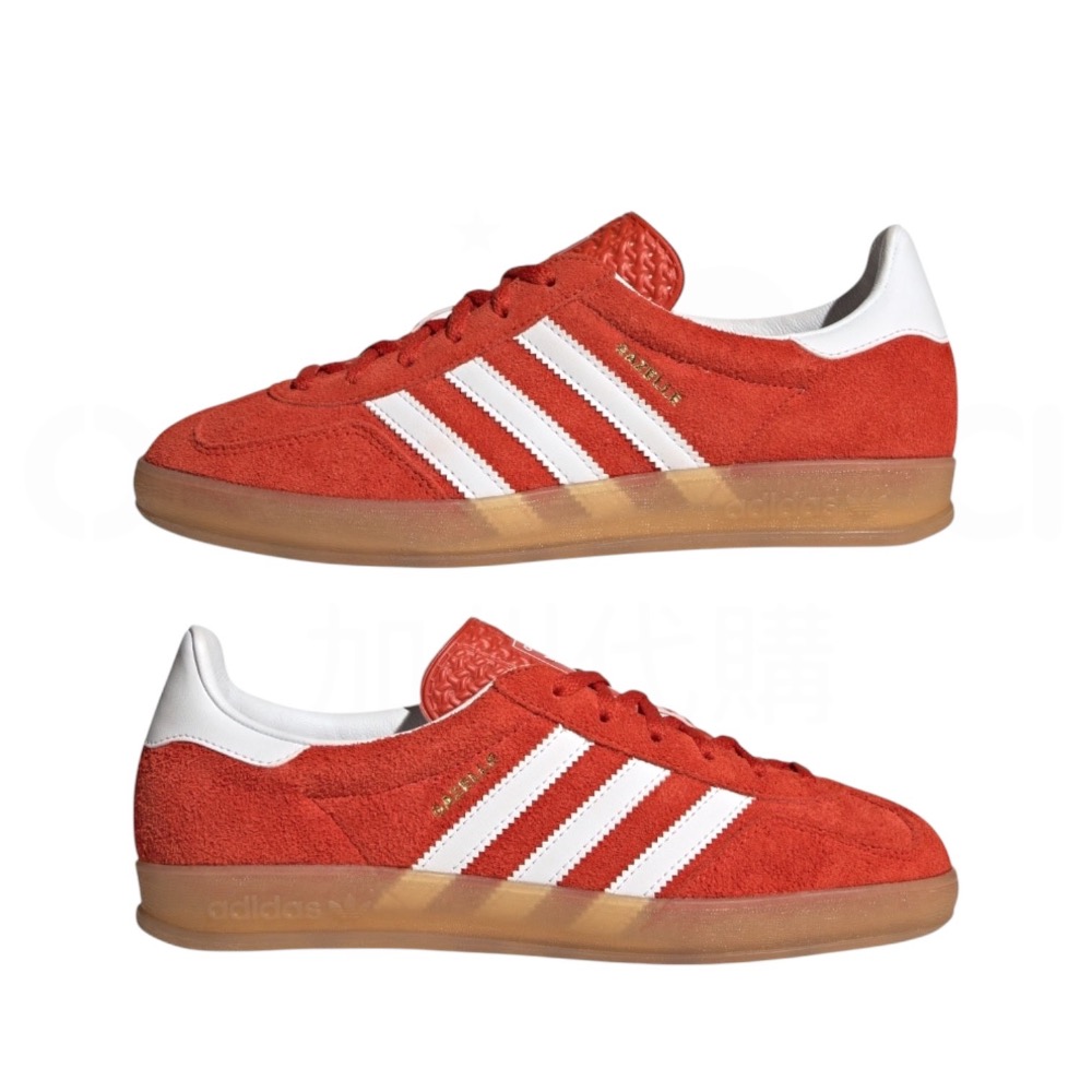 👟adidas GAZELLE INDOOR  休閒鞋 HQ8718 紅白色｜紅色｜白色｜焦糖底｜皮革｜麂皮｜平底鞋｜-細節圖10