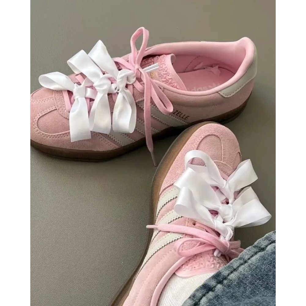 👟adidas GAZELLE INDOOR  休閒鞋 JI2716 粉白色｜粉紅色｜白色｜焦糖底｜皮革｜麂皮｜平底鞋-細節圖3