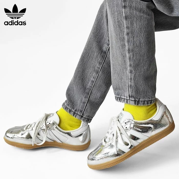 👟adidas SAMBA OG   休閒鞋 JR0035 液態銀｜銀白色｜銀色｜白色｜焦糖底｜裂紋｜皮革｜平底鞋｜男-細節圖2