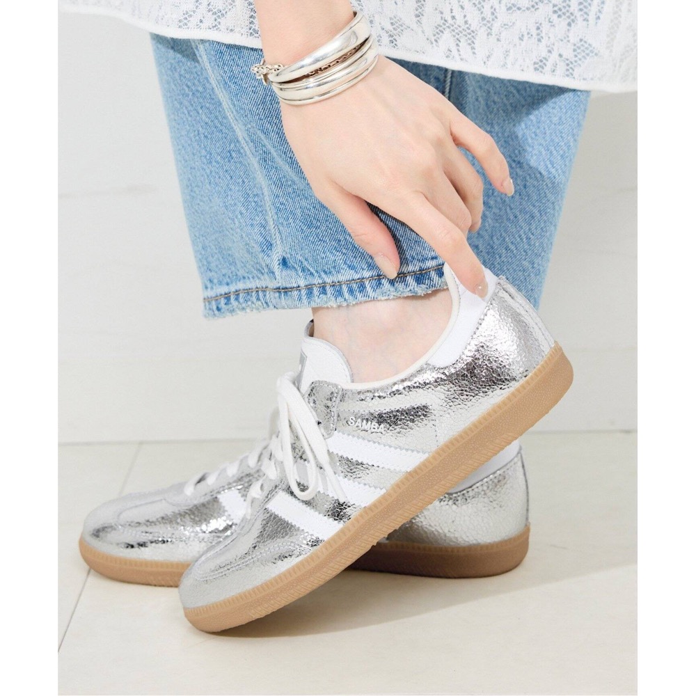 👟adidas SAMBA OG   休閒鞋 JR0035 液態銀｜銀白色｜銀色｜白色｜焦糖底｜裂紋｜皮革｜平底鞋｜男-細節圖4