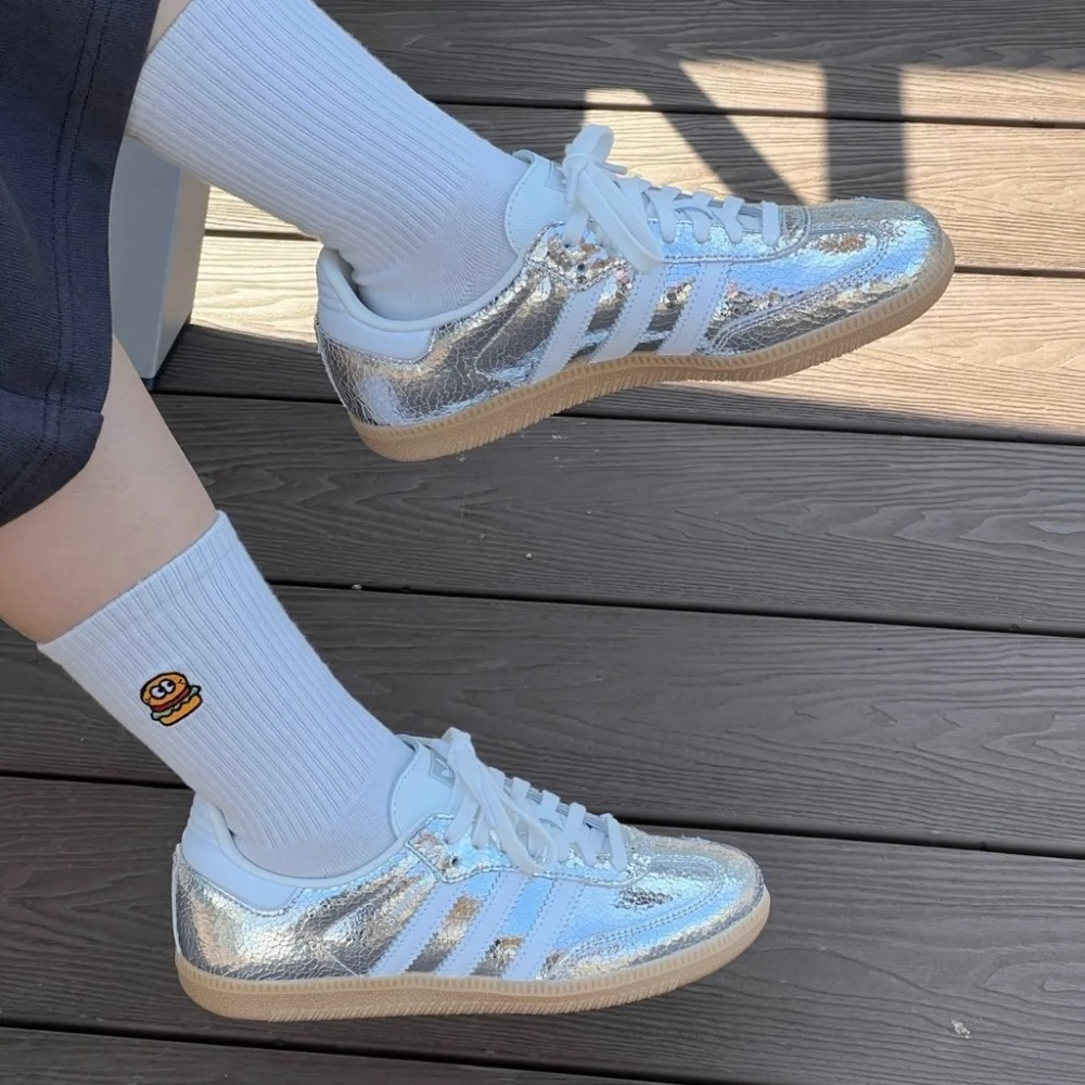 👟adidas SAMBA OG   休閒鞋 JR0035 液態銀｜銀白色｜銀色｜白色｜焦糖底｜裂紋｜皮革｜平底鞋｜男-細節圖5