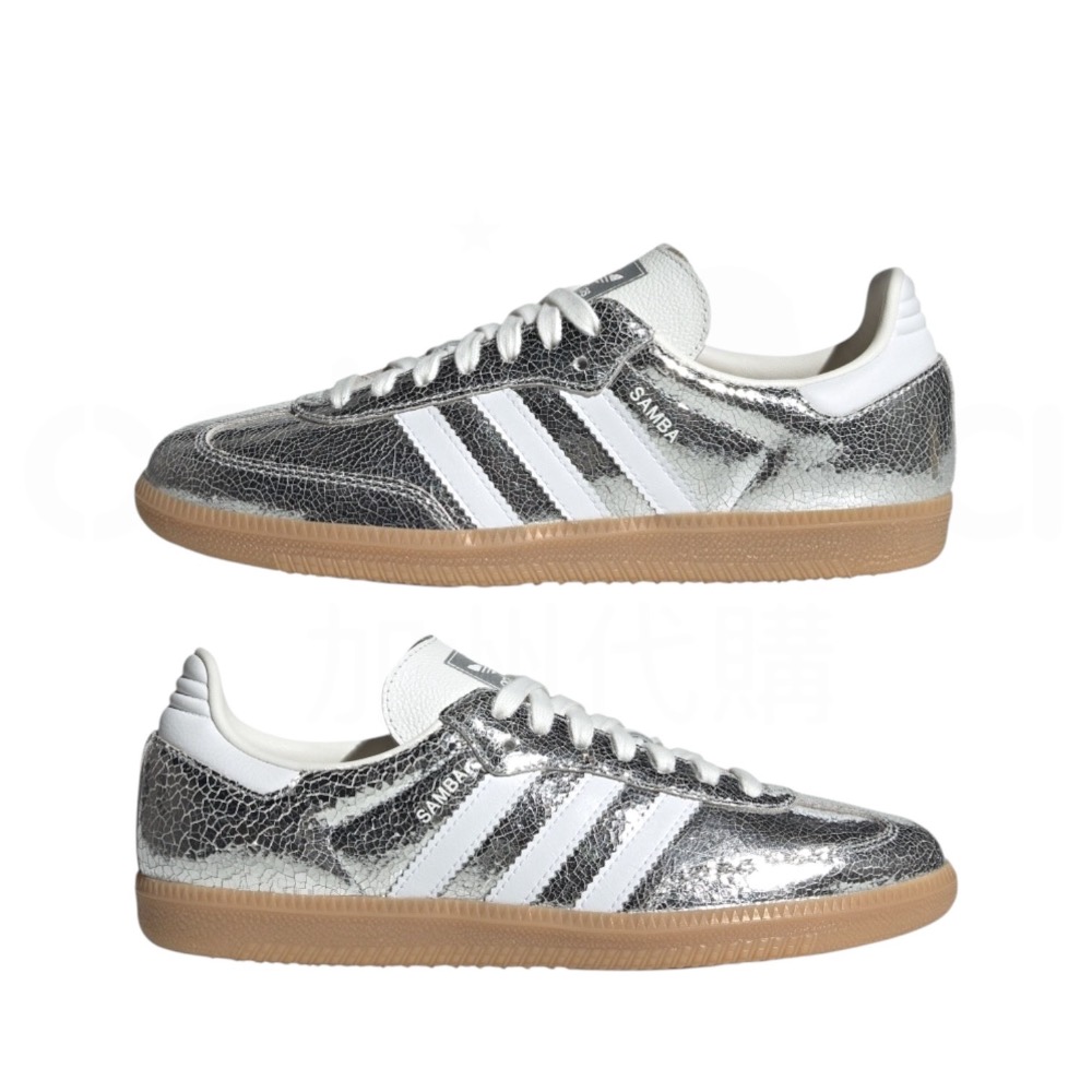 👟adidas SAMBA OG   休閒鞋 JR0035 液態銀｜銀白色｜銀色｜白色｜焦糖底｜裂紋｜皮革｜平底鞋｜男-細節圖10