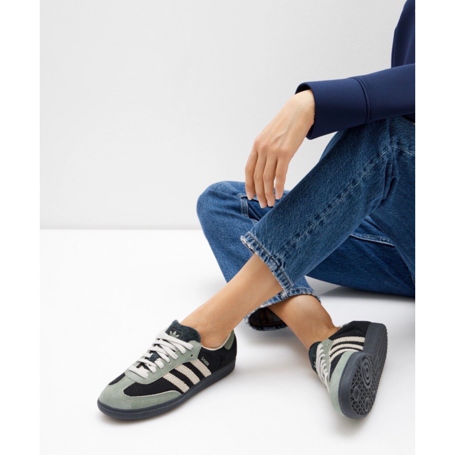👟adidas SAMBA OG   休閒鞋 JI2680 黑綠色｜莫蘭迪綠｜黑色｜米色｜黑色底｜皮革｜麂皮｜平底鞋｜-細節圖2