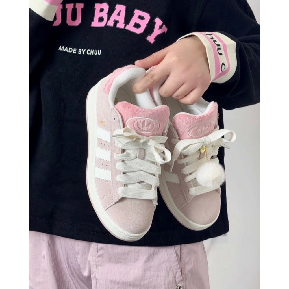 👟adidas Campus 00S 休閒鞋 JR8042 粉白色｜粉紅色｜粉藕色｜白色｜皮革｜麂皮｜平底鞋｜女款鞋-細節圖5