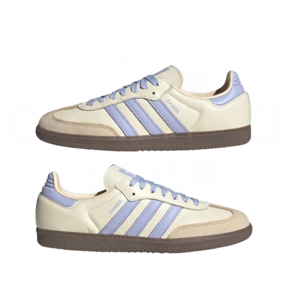 👟adidas SAMBA OG  休閒鞋 JI2678 白紫色｜紫色｜白色｜米色｜紫羅蘭｜咖啡底｜皮革｜平底鞋｜男女-細節圖7