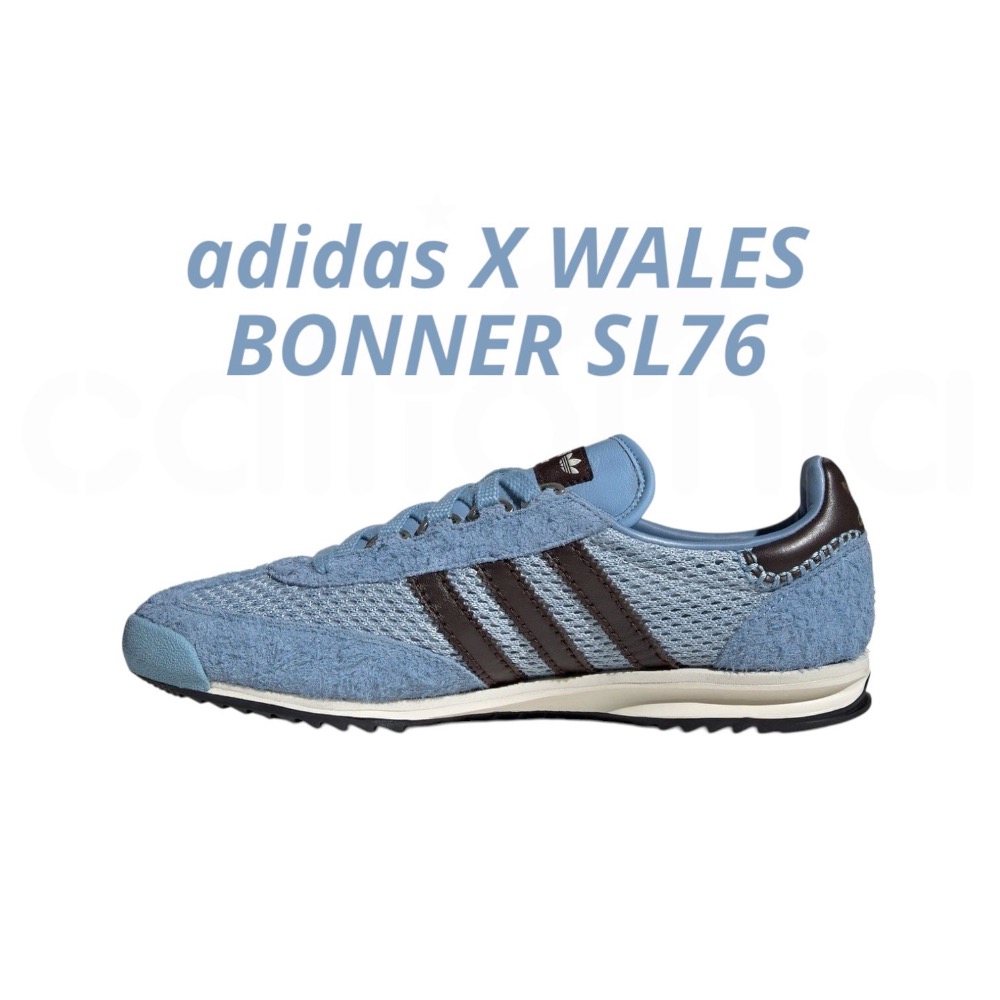 👟adidas X WALES BONNER SL76 聯名款休閒鞋 藍黑色｜湖水藍｜黑色｜白色｜皮革｜麂皮｜網格｜平-細節圖4