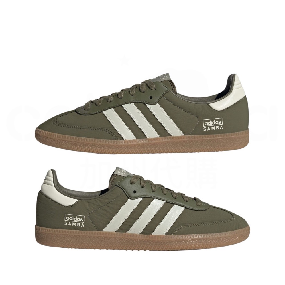 👟adidas SAMBA OG  休閒鞋 橄欖綠白色｜橄欖綠｜白色｜焦糖底｜皮革｜尼龍｜反光｜平底鞋｜男女通用款鞋-細節圖8